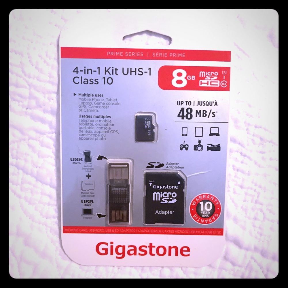 Gigastone 4-in-1 8GB UHS-1 Class 10 microSD Card - Picture 1 of 2